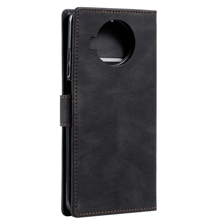 Skin-Feeling Splicing Leather Phone Protective Cover with Rivet Decor for Xiaomi Mi 10T Lite 5G - Black