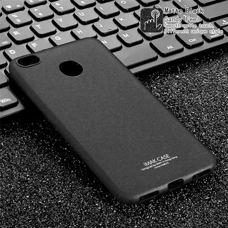 IMAK Sandy Feel TPU Back Cover Case with Soft Screen Film for Xiaomi Redmi 4X - Matte Black