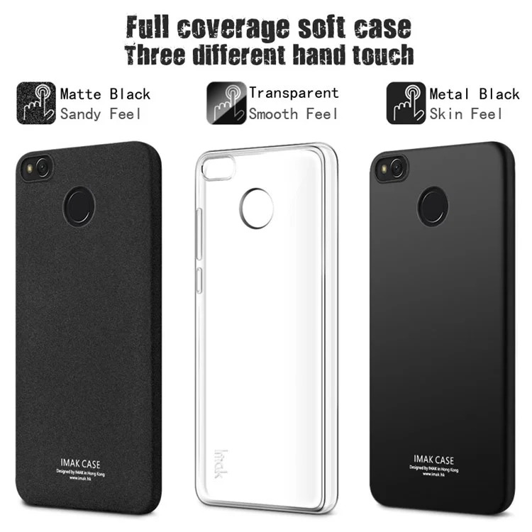 IMAK Sandy Feel TPU Back Cover Case with Soft Screen Film for Xiaomi Redmi 4X - Matte Black