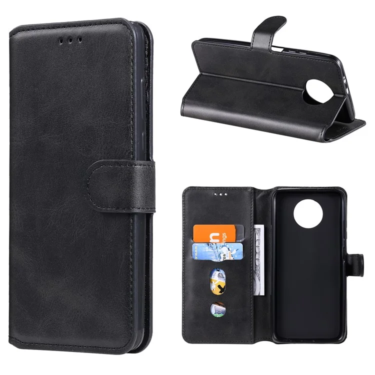 Custodia Per Telefoni in Pelle di Porta Del Portafoglio Classico Per Xiaomi Redmi Note 9 5G / Redmi Note 9t 5G - Nero