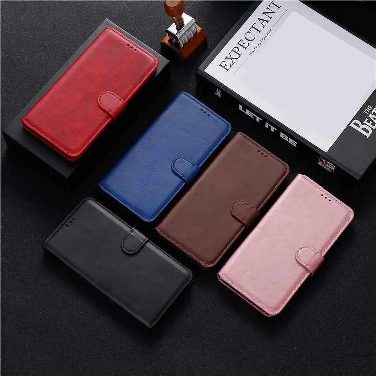 Классическая Подставка Кошелька Flip Leather Phone Case Для Xiaomi Redmi Note 9 5G / Redmi Note 9t 5g - Черный