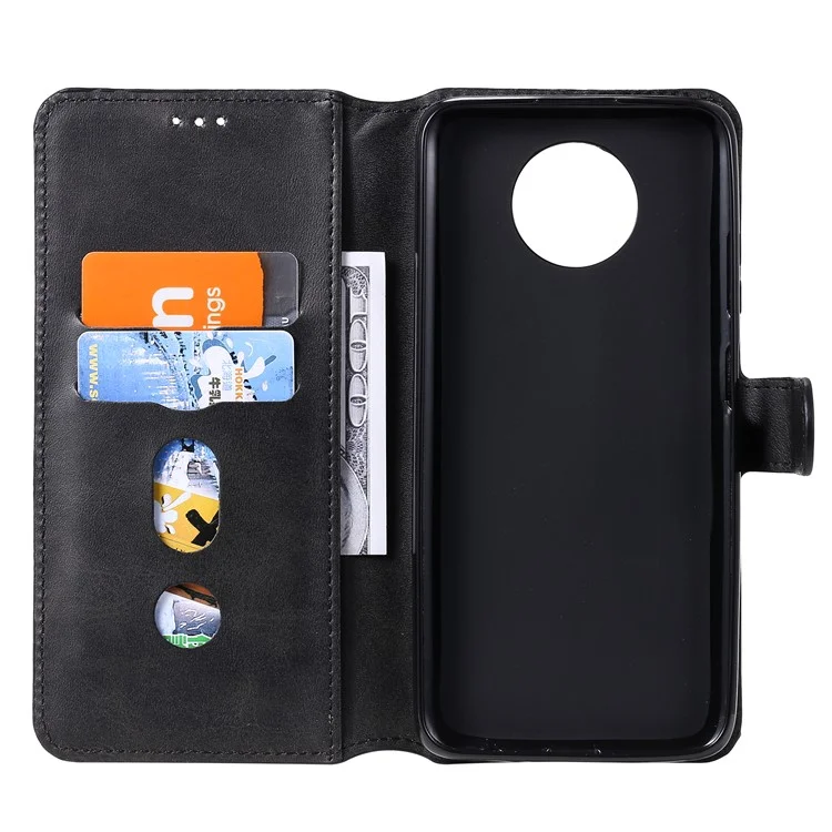 Custodia Per Telefoni in Pelle di Porta Del Portafoglio Classico Per Xiaomi Redmi Note 9 5G / Redmi Note 9t 5G - Nero