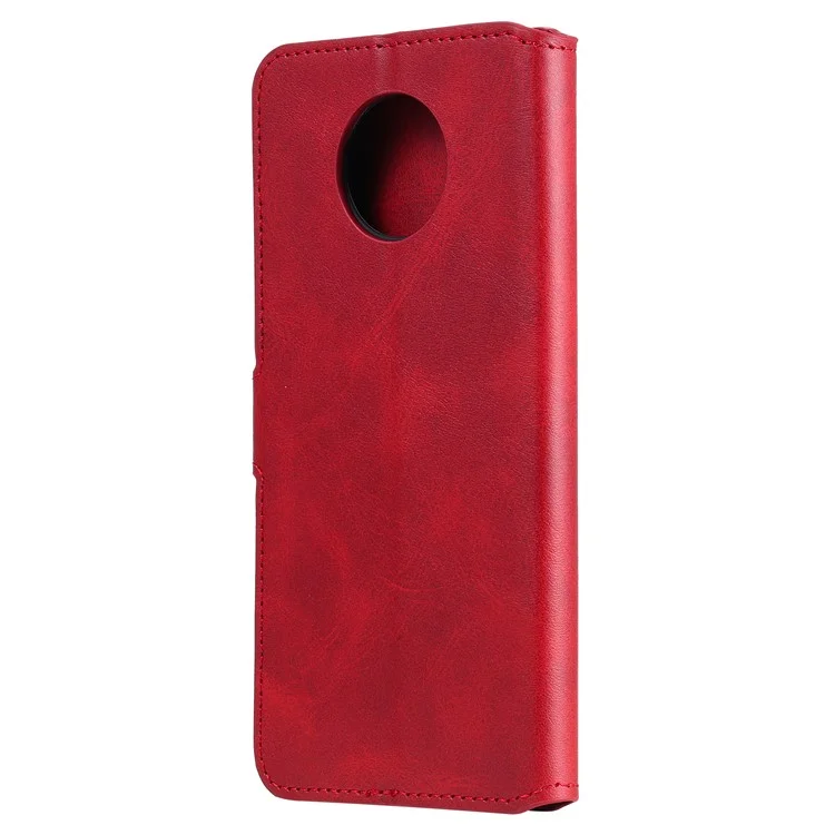 Caixa de Telefonia de Couro Flip Clássico Para Xiaomi Redmi Nota 9 5g / Redmi Nota 9t 5g - Vermelho