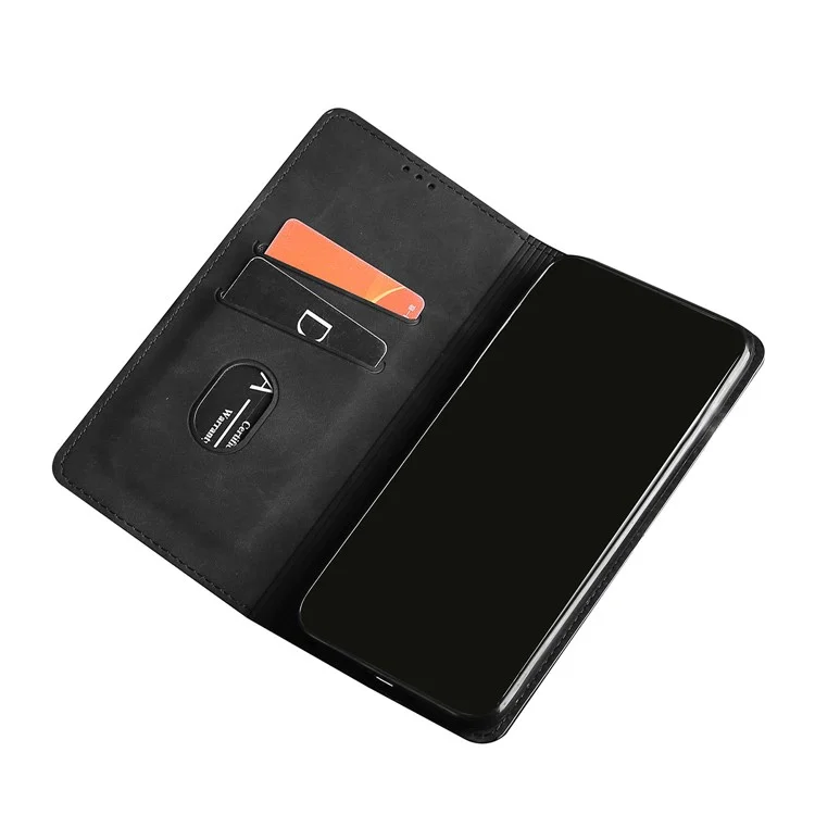 Skin-Touch Feeling Card Holder Auto-absorbed Leather Protective Phone Shell for Xiaomi Mi 10T 5G/10T Pro 5G/Redmi K30S - Black