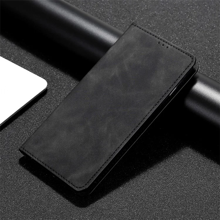 Skin-Touch Feeling Card Holder Auto-absorbed Leather Protective Phone Shell for Xiaomi Mi 10T 5G/10T Pro 5G/Redmi K30S - Black