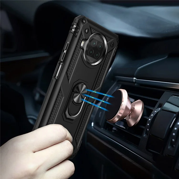 Coque de téléphone hybride PC + TPU anti-chute avec support de bague pour Xiaomi Mi 10T Lite 5G/Redmi Note 9 Pro 5G/Mi 10i 5G - Noir