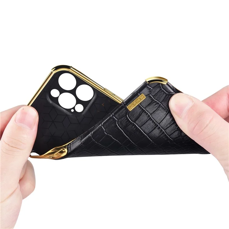 Corte Preciso La Textura De Cocodrilo De Galvanoplastia De Cocodrilo PU Diseño De Cuero + TPU Funda Telefónica Con Soporte De Anillo Para Xiaomi Redmi 9T / 9 Potencia / Note 9 4G (Qualcomm Snapdragon 662) - Negro