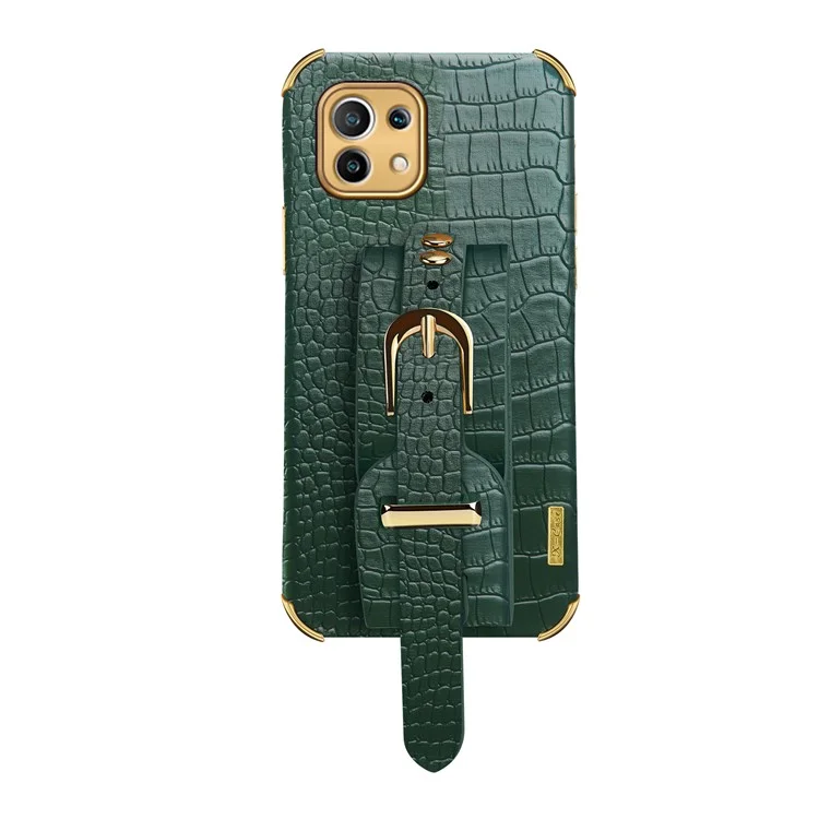 Texture de Crocodile 6D Strape de Trape PU Coide TPU Coins TPU Coide Pour Xiaomi mi 11 - Vert