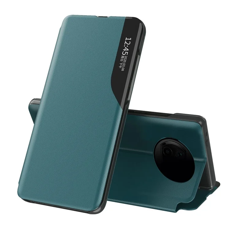 Ver Ventana De Ventana Para Xiaomi Redmi Note 9t 5g / Redmi Note 9 5g Cuero Stand Case - Verde