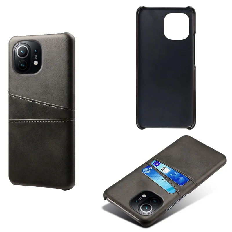 KSQ PU Leather+пластиковый Корпус с 2 Картами Для Xiaomi Mi 11 - Черный