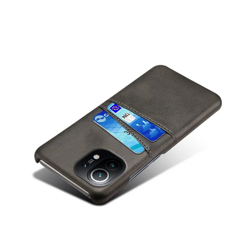 KSQ PU Leather+пластиковый Корпус с 2 Картами Для Xiaomi Mi 11 - Черный