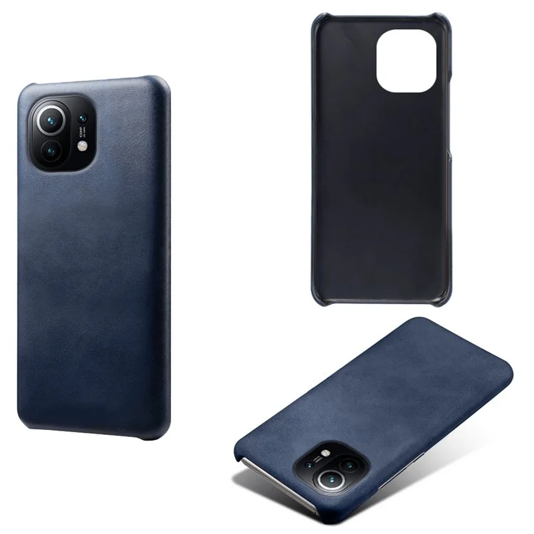 Case de Téléphone PC en Revêtement en Cuir KSQ PU Pour Xiaomi Mi 11 - Bleu