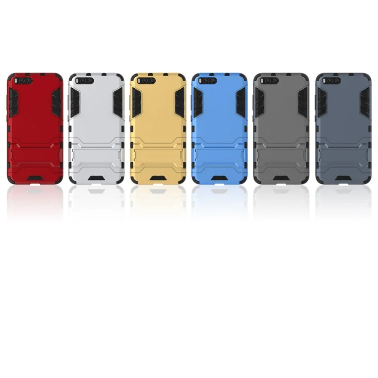 Cool Plastic TPU Hybrid Phone Cover with Kickstand for Xiaomi Mi 6 - Grey