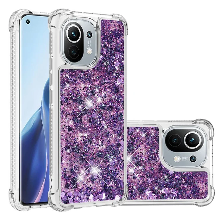 Coque de protection pour téléphone Dynamic Quicksand Shock-absorbing TPU pour Xiaomi Mi 11 - Violet