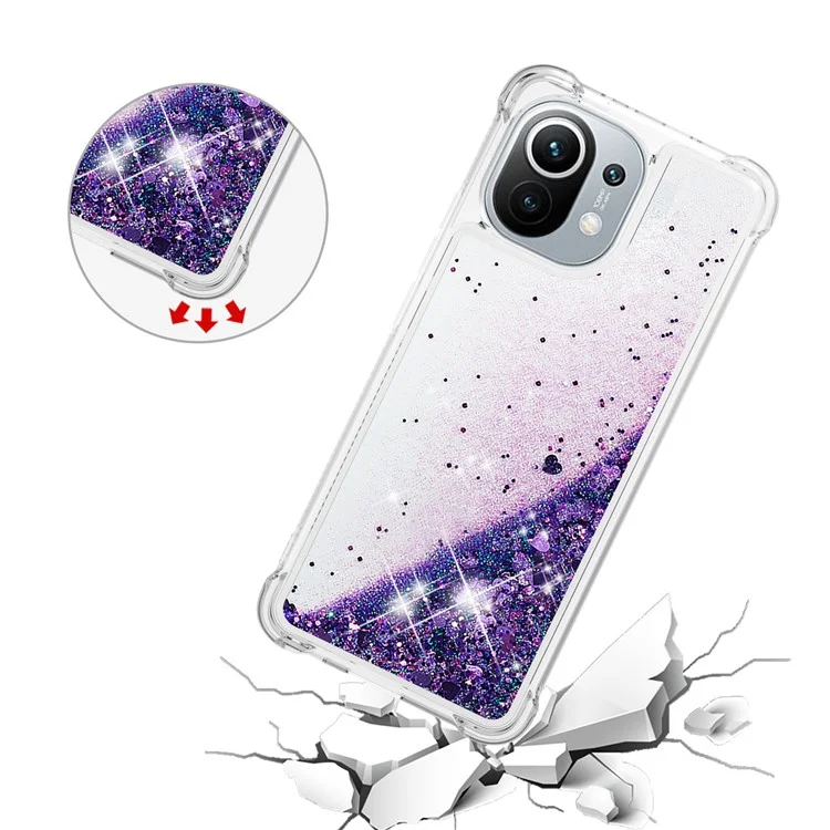 Coque de protection pour téléphone Dynamic Quicksand Shock-absorbing TPU pour Xiaomi Mi 11 - Violet