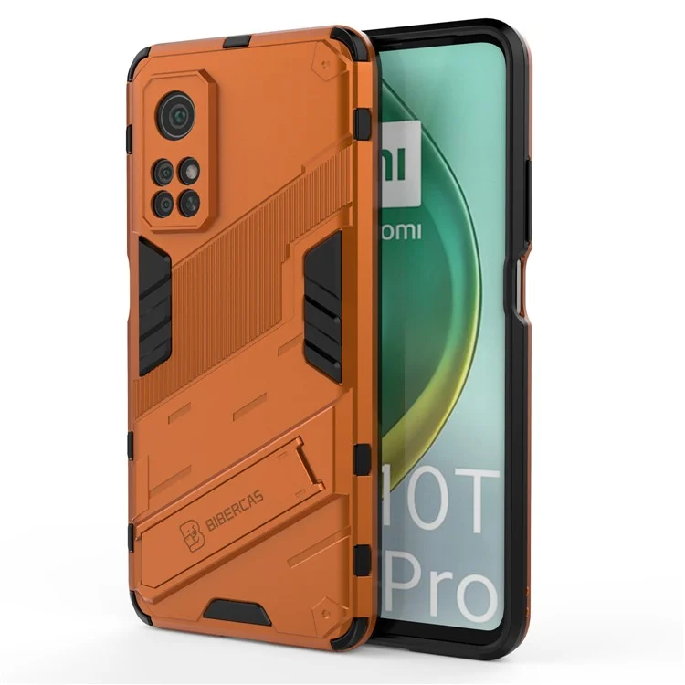 pc + Tpu Hybrid Téléphone Couverture Arrière Protectrice Avec Béquille Pour Xiaomi Mi 10T Pro 5G / Xiaomi Mi 10t 5G / Xiaomi Redmi K30S - Orange