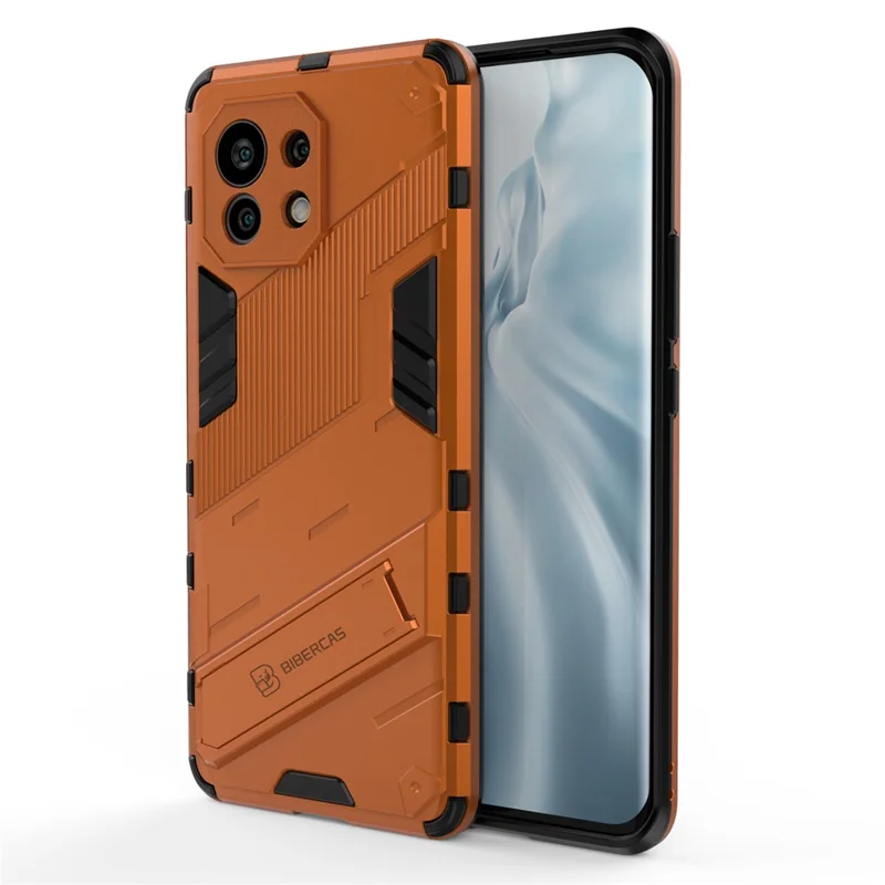 PC+TPU Hybrid Phone Case Protective Back Cover with Kickstand for Xiaomi Mi 11 - Orange