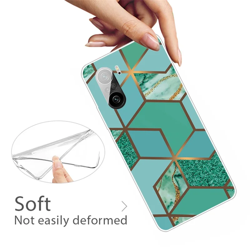 Custodia di Stampa a Pattern di Marmo Trasparente Anti-drop Anti-scratch Per Xiaomi Redmi K40/K40 Pro/K40 Pro+/Mi 11i/Poco F3/K40 Pro - Stile J