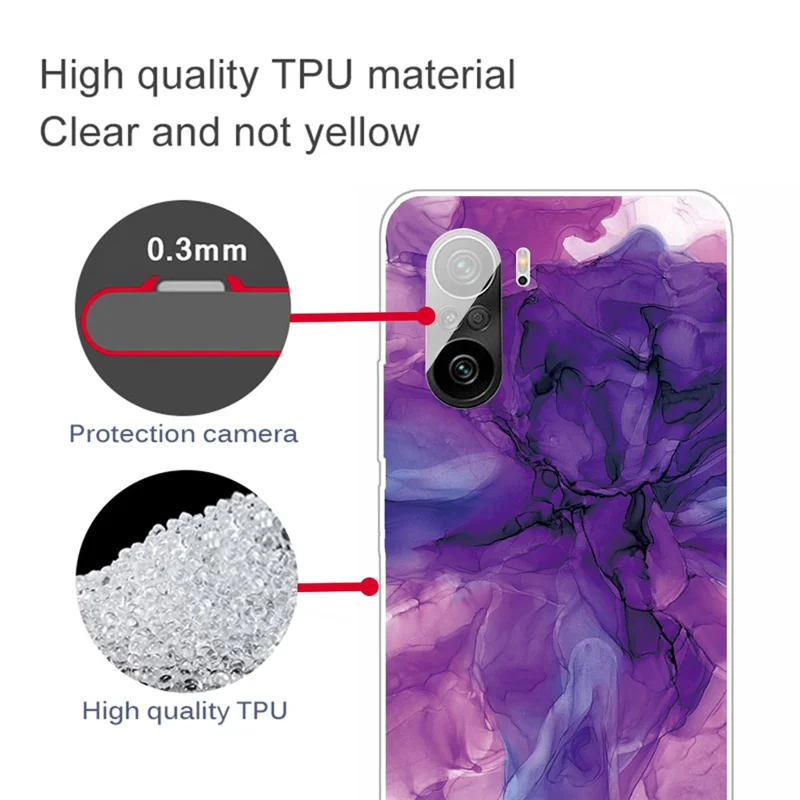 Anti-Scratch Anti-Drop Transparent Marble Pattern Printing Case for Xiaomi Redmi K40/K40 Pro/K40 Pro+/Mi 11i/Poco F3/K40 Pro - Style N