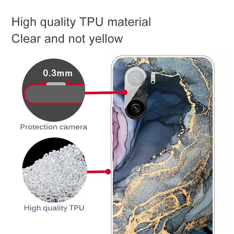 Custodia trasparente a stampa in marmo antiscivolo e anti-graffio per Xiaomi Redmi K40/K40 Pro/K40 Pro+/Mi 11i/Poco F3/K40 Pro - Stile O