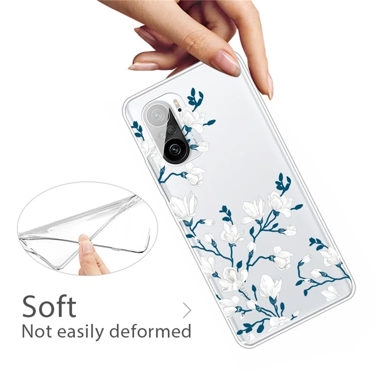 Printing Mobile Phone TPU Cover for Xiaomi Redmi K40 Pro / Redmi K40 / Redmi K40 Pro+ / Mi 11i / Poco F3 - White Flower