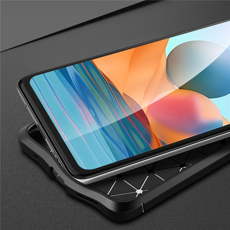 Litchi Grain Soft TPU Protector Mobile Phone Cover Case for Xiaomi Redmi Note 10 Pro - Black