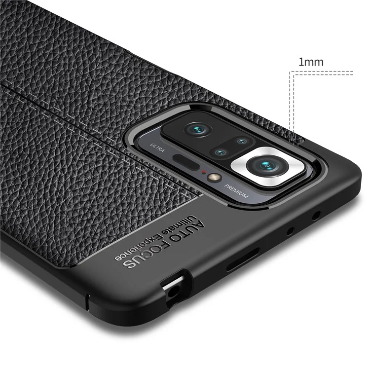 Litchi Grain Soft TPU Protector Mobiltelefonabdeckung Hülle Für Xiaomi Redmi Note 10 Pro - Schwarz