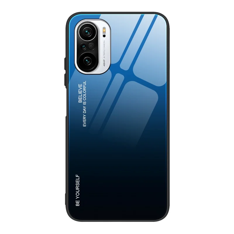 Coperchio di Vetro a Colori in Vetro Leggero Sottile Per Xiaomi Redmi K40/Redmi K40 Pro/poco F3/mi 11i - Blu Nero