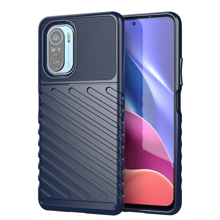 Thunder Series Twill Texture Thickened TPU Protective Cover Case per Xiaomi Xiaomi Redmi K40 Pro / Redmi K40 / Redmi K40 Pro+ / Mi 11i / Poco F3 - Blu