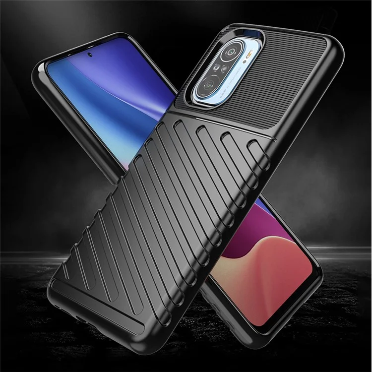 Thunder Series Twill Texture Thickened TPU Protective Cover Case for Xiaomi Xiaomi Redmi K40 Pro / Redmi K40 / Redmi K40 Pro+ / Mi 11i / Poco F3 - Blue