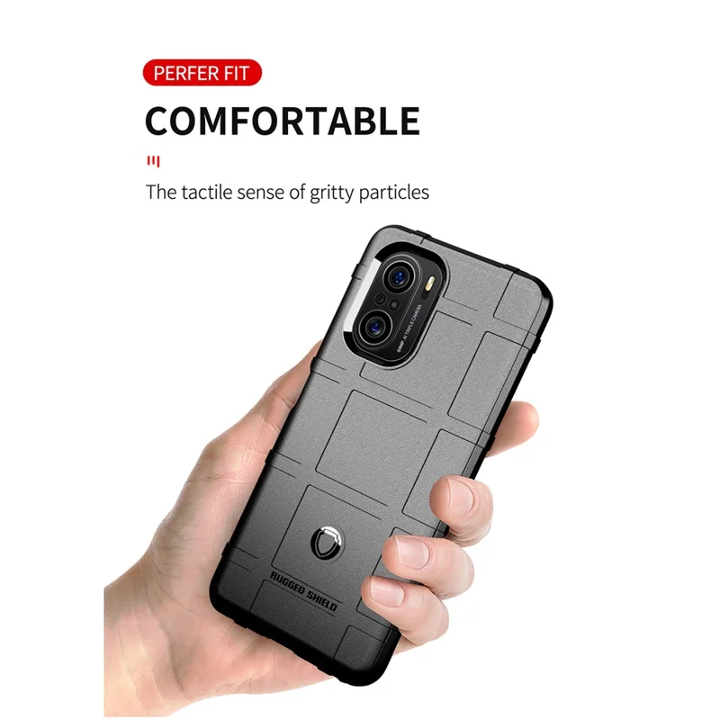 For Xiaomi Redmi K40 Pro / Redmi K40 / Redmi K40 Pro+ / Mi 11i / Poco F3+ Shock-proof Rugged Square Grid Skin TPU Back Case - Blue