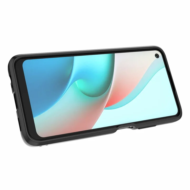 Kickstand Design Anti-Drop PC + TPU Hybrid Phone Case Cover for Xiaomi Redmi Note 9 5G / Redmi Note 9T 5G - White