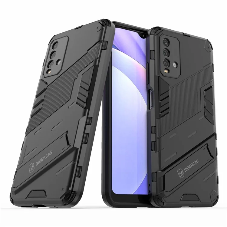 Diseño de Kickstand PC Anti-Drop + TPU Hybrid Telephip Cover Para Xiaomi Redmi Note 9 4G (Qualcomm Snapdragon 662) / Redmi 9 Potencia / Redmi 9t - Negro