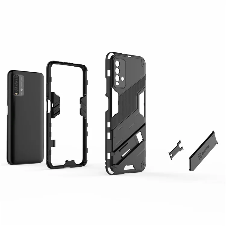 Diseño de Kickstand PC Anti-Drop + TPU Hybrid Telephip Cover Para Xiaomi Redmi Note 9 4G (Qualcomm Snapdragon 662) / Redmi 9 Potencia / Redmi 9t - Rosa