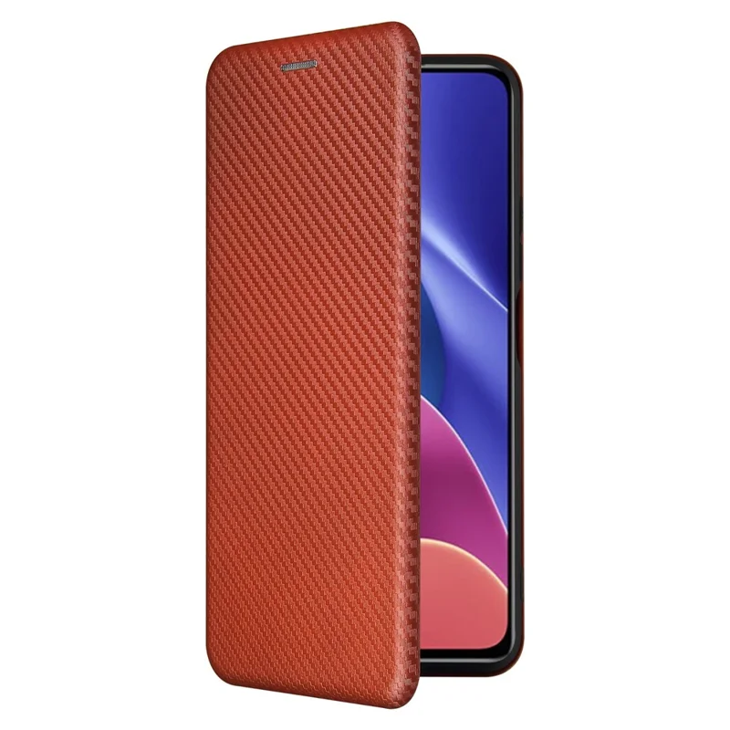 Automatisch Absorbierte Stand Carbonfaser Textur Lederschale Deckung Für Xiaomi Redmi K40 Pro / Redmi K40 / Redmi K40 Pro+ / Mi 11i / Poco F3 - Orange