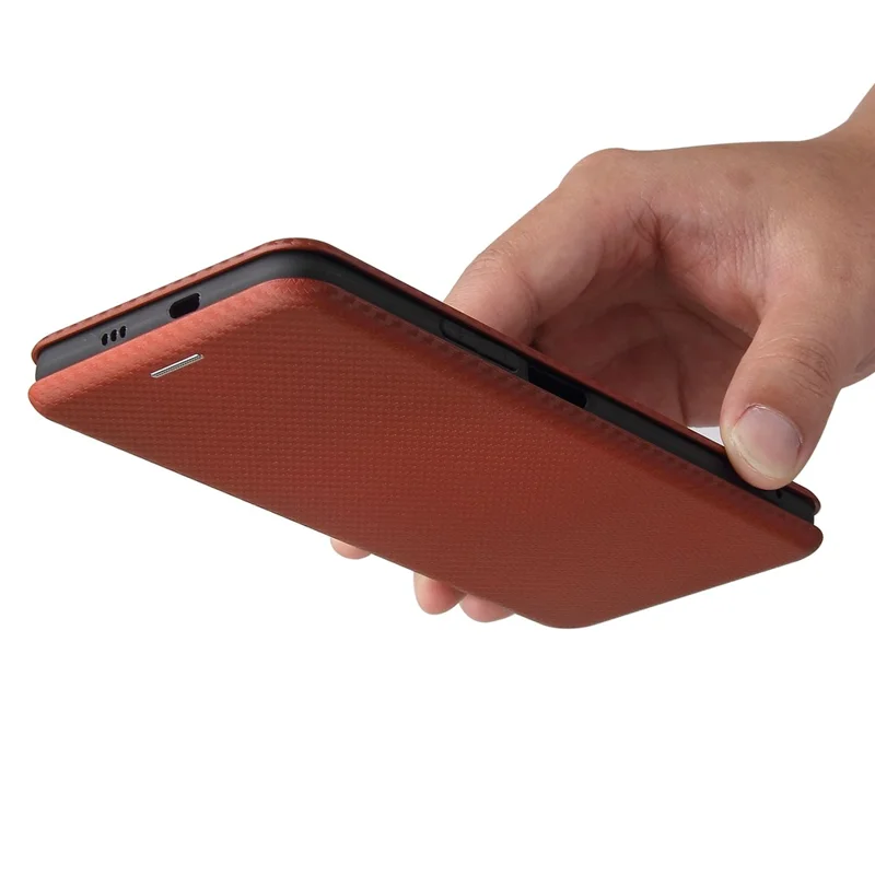 Auto-absorbed Stand Carbon Fiber Texture Leather Shell Cover for Xiaomi Redmi K40 Pro / Redmi K40 / Redmi K40 Pro+ / Mi 11i / Poco F3 - Orange