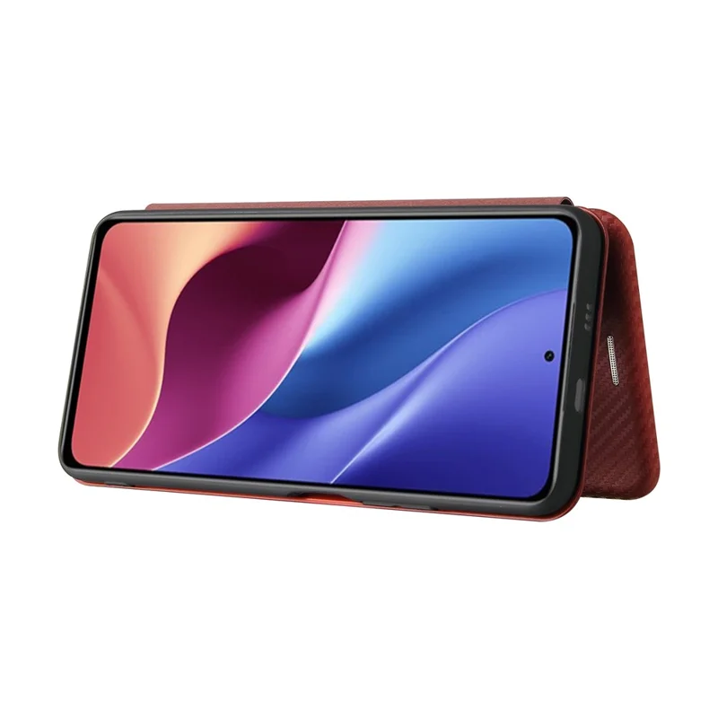 Capa de Couro Textura de Fibra de Carbono Auto-absorvida para Xiaomi Redmi K40 Pro / Redmi K40 / Redmi K40 Pro+ / Mi 11i / Poco F3 - Laranja