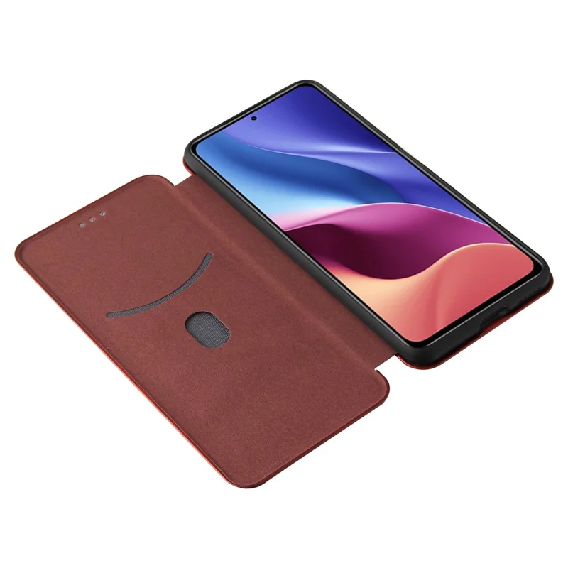 Capa de Couro Textura de Fibra de Carbono Auto-absorvida para Xiaomi Redmi K40 Pro / Redmi K40 / Redmi K40 Pro+ / Mi 11i / Poco F3 - Laranja