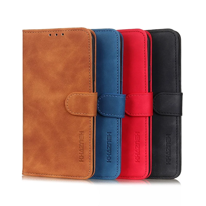 KHAZNEH Retro Style Flip PU Lederhülle Brieftasche Abdeckung für Xiaomi Redmi K40/K40 Pro/K40 Pro+/Mi 11i/Poco F3 - Schwarz