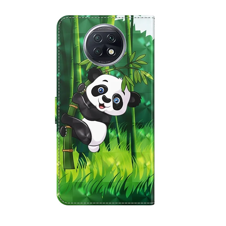 Diseño de Stand de Billetera de Impresión de Patrones Con Cáscara de la Caja Del Teléfono de Cuero Para Xiaomi Redmi Note 9t 5G / Nota 9 5G - Panda