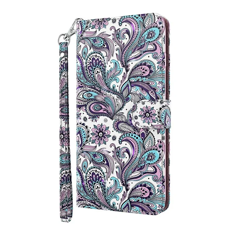 Modèle D'impression de Portefeuille pu le Cuir en Cuir Coque en Couverture Pour Xiaomi Redmi 9T / Remarque 9 4G (Qualcomm Snapdragon 662) / 9 Puissance - Fleur de Tourbillon