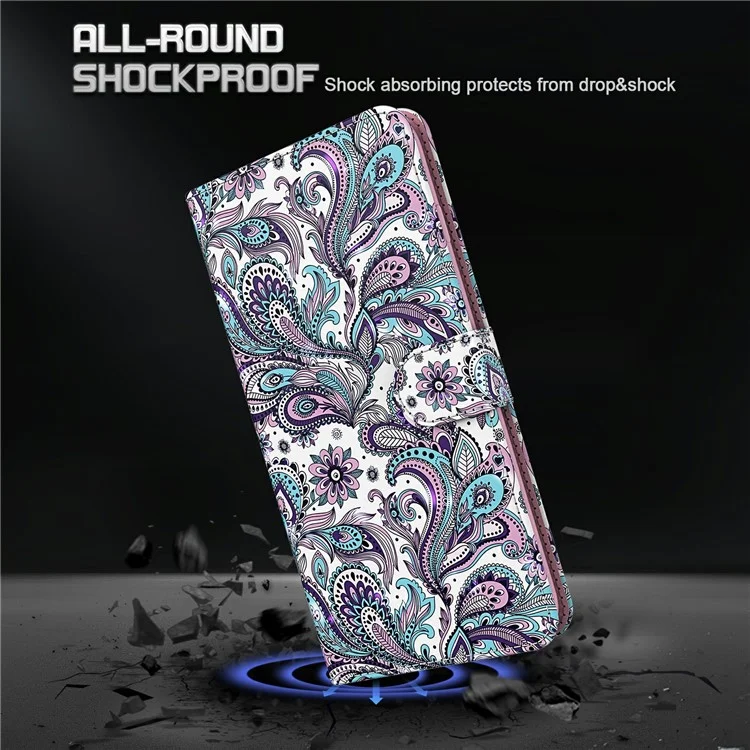Modèle D'impression de Portefeuille pu le Cuir en Cuir Coque en Couverture Pour Xiaomi Redmi 9T / Remarque 9 4G (Qualcomm Snapdragon 662) / 9 Puissance - Fleur de Tourbillon