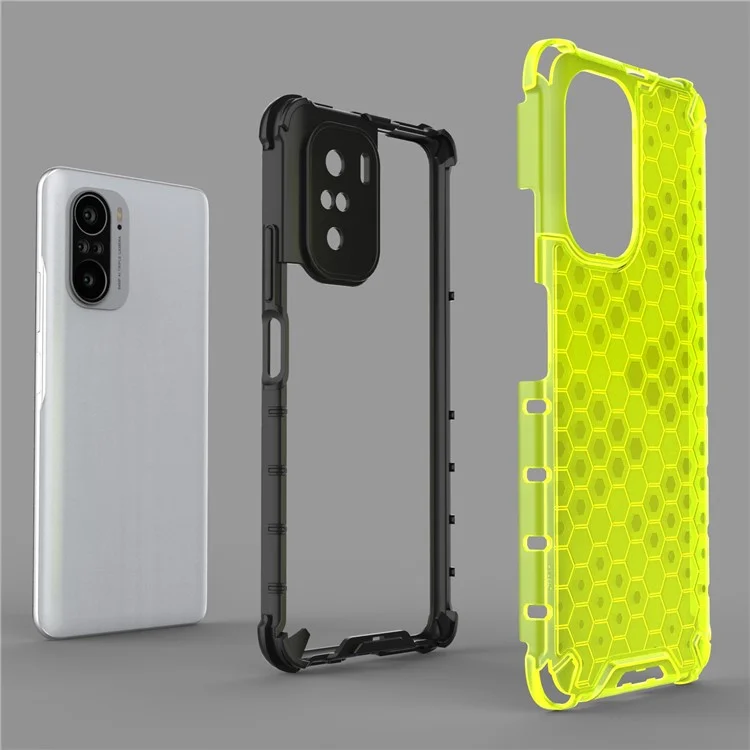 Honeycomb Pattern Shock-proof TPU + PC Combo Phone Case for Xiaomi Redmi K40/Redmi K40 Pro/Poco F3/Mi 11i - Grey