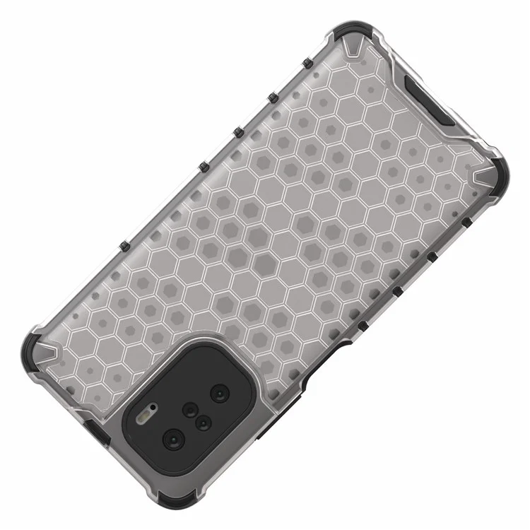 Modèle en Nid D'abeille TPU à L'épreuve du Choc + PC Cas de Téléphone Pour le Téléphone Pour Xiaomi Redmi K40 / Redmi K40 Pro / Poco f3 / mi 11i - Gris