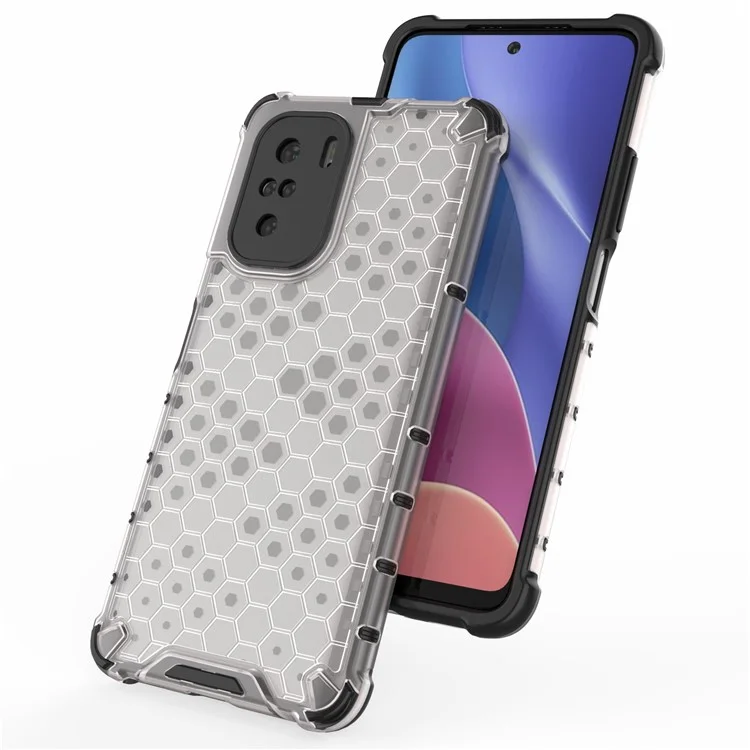 Custodia per cellulare in TPU anti-urto a nido d'ape + PC per Xiaomi Redmi K40/Redmi K40 Pro/Poco F3/Mi 11i - Grigio