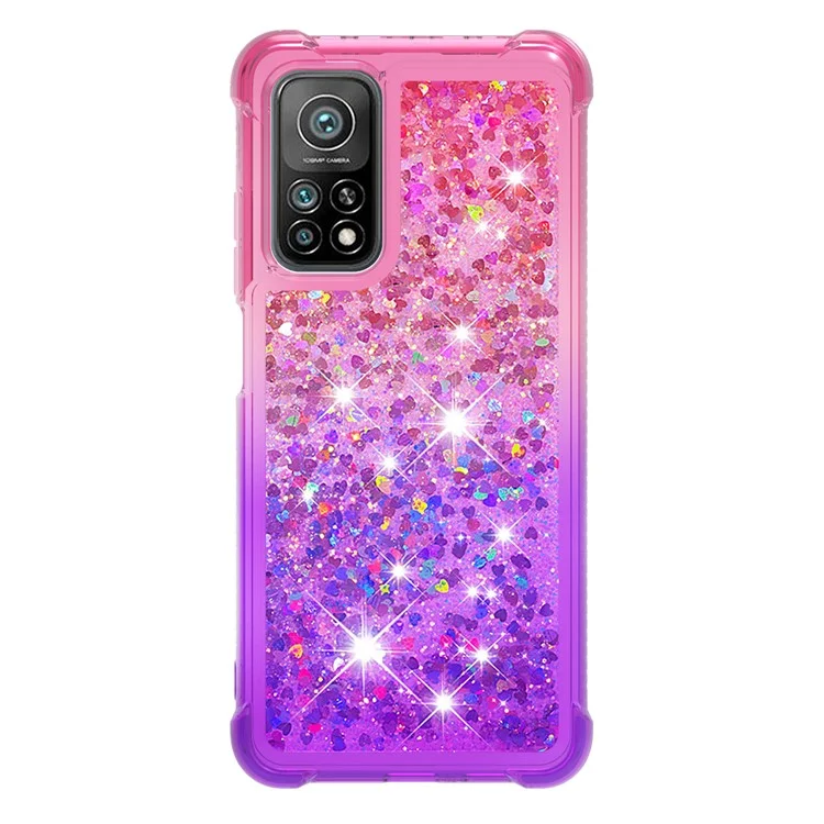 Paillettes di Paillette Shell di Protezione Del Telefono TPU Per Xiaomi Mi 10T Pro 5G / Xiaomi Mi 10T 5G - Pink+Purple