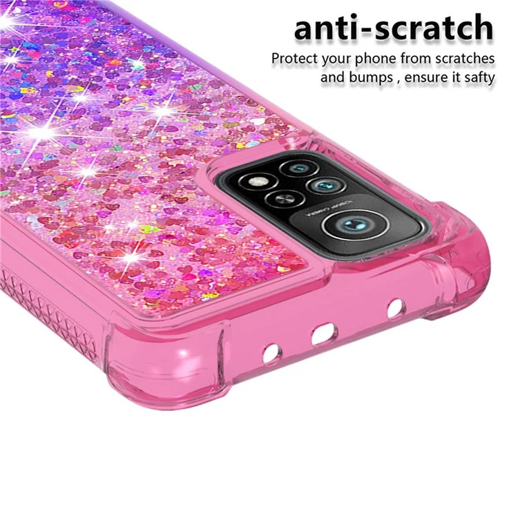 Paillettes di Paillette Shell di Protezione Del Telefono TPU Per Xiaomi Mi 10T Pro 5G / Xiaomi Mi 10T 5G - Pink+Purple