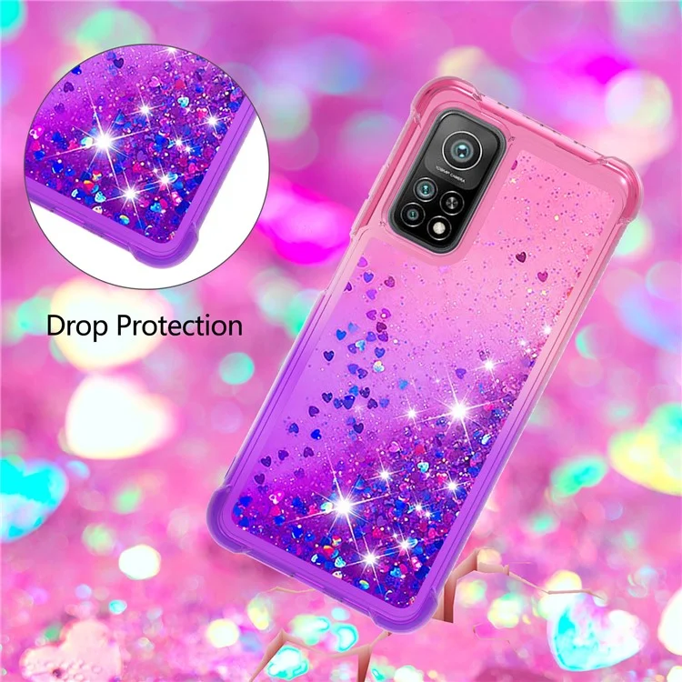 Paillettes di Paillette Shell di Protezione Del Telefono TPU Per Xiaomi Mi 10T Pro 5G / Xiaomi Mi 10T 5G - Pink+Purple