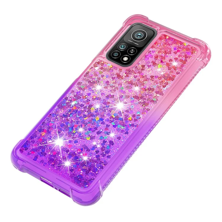 Paillettes di Paillette Shell di Protezione Del Telefono TPU Per Xiaomi Mi 10T Pro 5G / Xiaomi Mi 10T 5G - Pink+Purple
