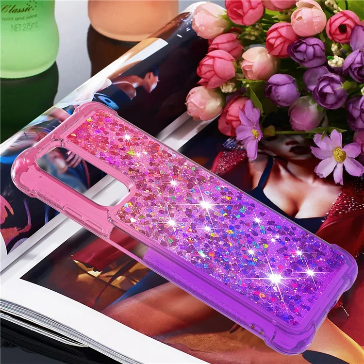 Paillettes di Paillette Shell di Protezione Del Telefono TPU Per Xiaomi Mi 10T Pro 5G / Xiaomi Mi 10T 5G - Pink+Purple